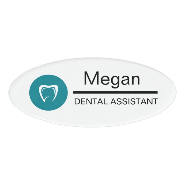 Dental Assistant Custom Tooth Logo Namenschild (Vorderseite)