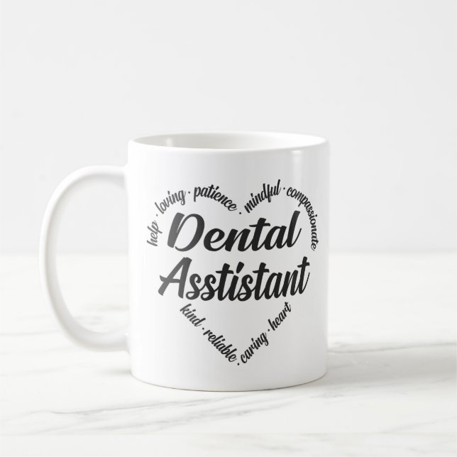 Dental Assistant Heart Word Cloud Kaffeetasse (Links)