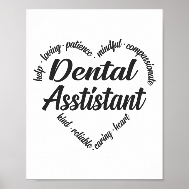 Dental Assistant Heart Word Cloud Poster (Vorne)