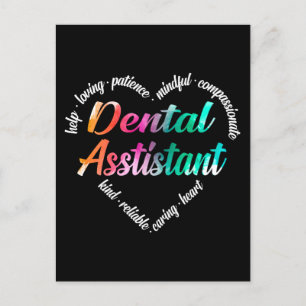 Dental Assistant Heart Word Cloud Watercolor Feiertagspostkarte