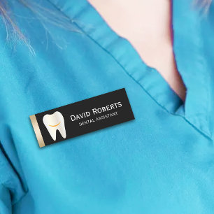 Dental Assistant lächelt Zahn Black Gold Dentist Namensschild
