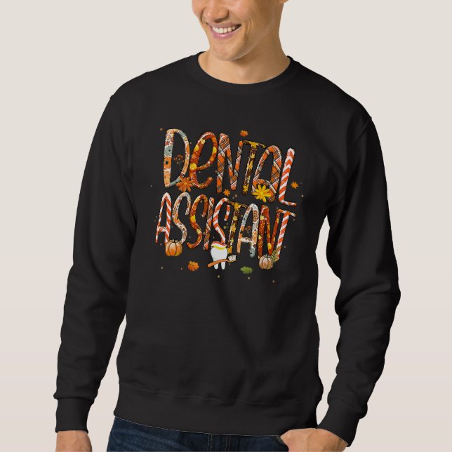 Dental Assistant Leopard Plaid Pilgrim Hat Fall Th Sweatshirt (Vorderseite)