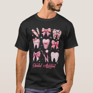 Dental Assistant Niedlich Pink Coquette Bow Teeth T-Shirt