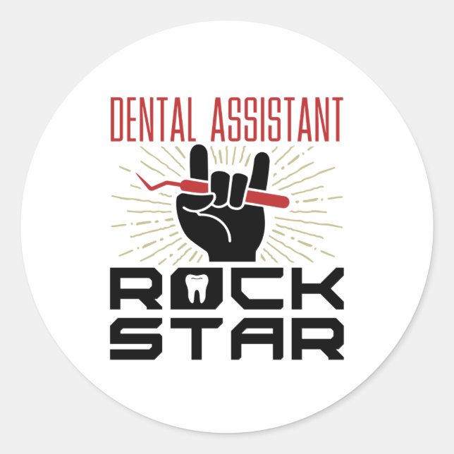 Dental Assistant Rock Star Runder Aufkleber (Vorderseite)