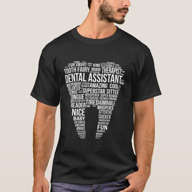Dental Assistant Word Cloud-Geschenk Langschläfer- T-Shirt (Vorderseite)
