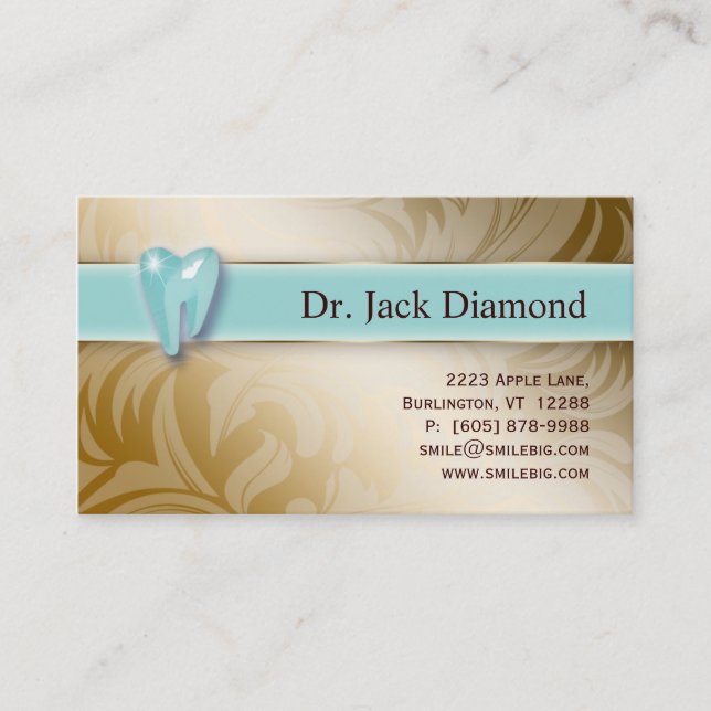 Dental Business Card Zelt Logo Swirt Leaf Gold Terminkarte (Vorderseite)