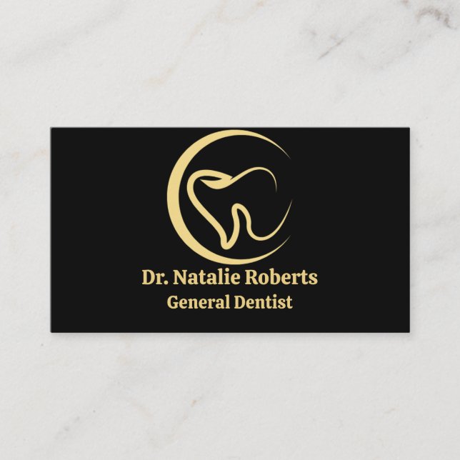 Dental Care Elegante Gold Tooth Logo Zahnarzt Terminkarte (Vorderseite)