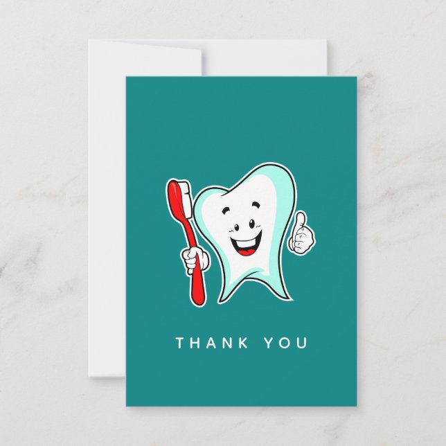 Dental Care Happy Tooth mit Toothbrush Vielen Dank Dankeskarte (Vorderseite)
