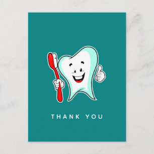 Dental Care Happy Tooth mit Toothbrush Vielen Dank Postkarte