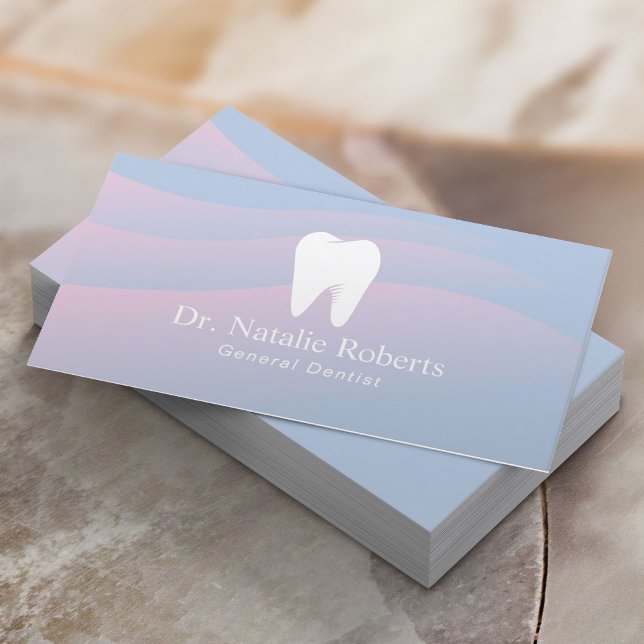 Dental Care Tooth Logo Elegant Blue Dentist Terminkarte (Von Creator hochgeladen)