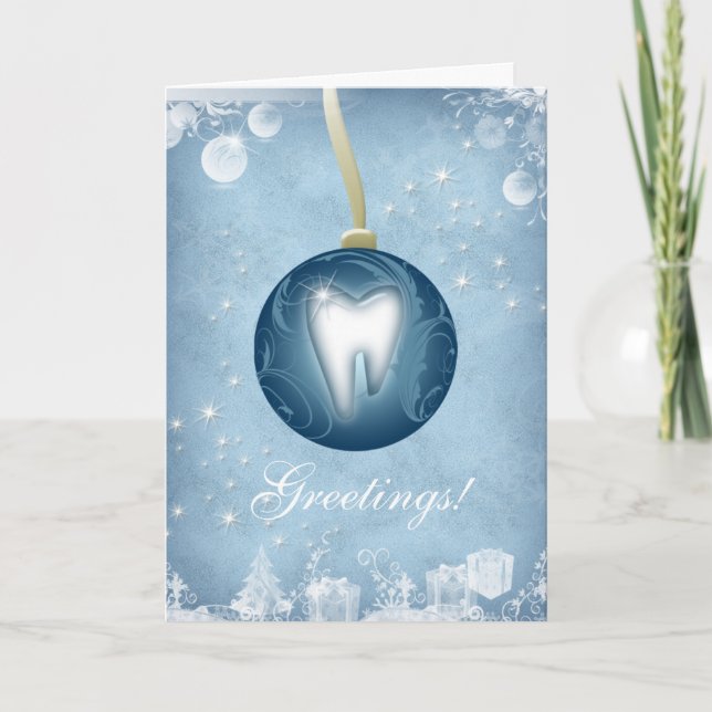 Dental Christmas Card Ice Blue Feiertagskarte (Vorderseite)