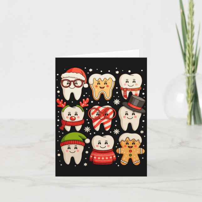 Dental Christmas Cute Teeth Dentist Santa Hat Xmas Karte (Vorderseite)