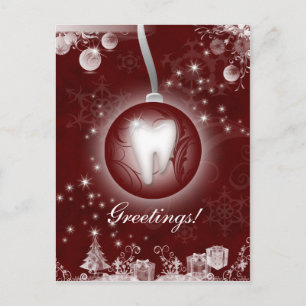 Dental Christmas Postcard Burgundy Red Feiertagspostkarte