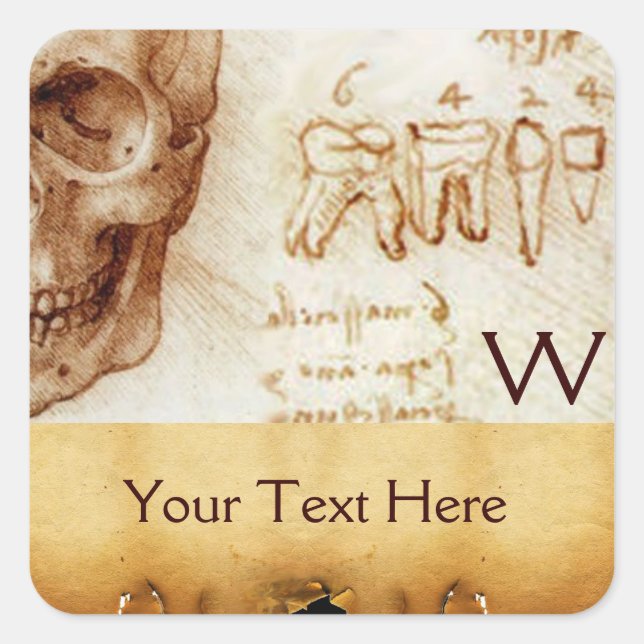 DENTAL CLINIC,DENTIST MONOGRAM,Antiquitätenparkett Quadratischer Aufkleber (Vorderseite)