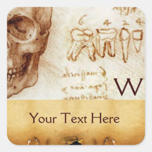 DENTAL CLINIC,DENTIST MONOGRAM,Antiquitätenparkett Quadratischer Aufkleber