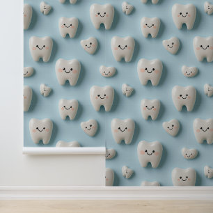 Dental Clinic Wanddekor Weiß Lächelnde Gesichtshau Tapete