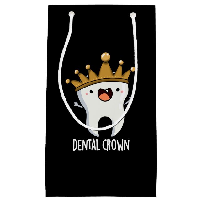 Dental Crown Funny Tooth Puff Dark BG Kleine Geschenktüte (Vorderseite)