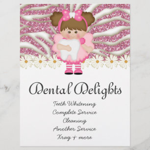 Dental Dentist Tooth Fairy Cute Zebra Glitter Flyer