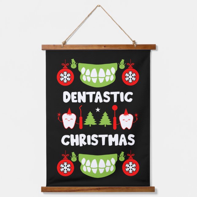 Dental Doctor Xmas Wandteppich Mit Holzrahmen (Vorderseite)