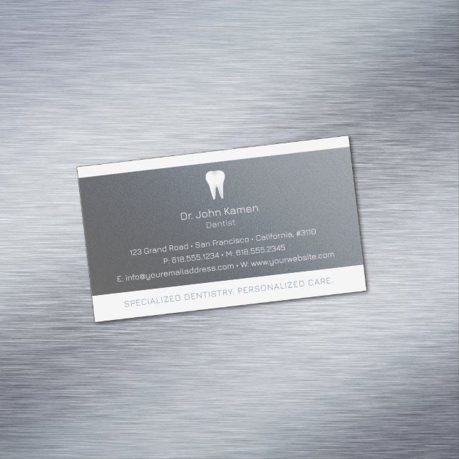 Dental | Elegant Platinum Magnetische Visitenkarte (Beispiel)