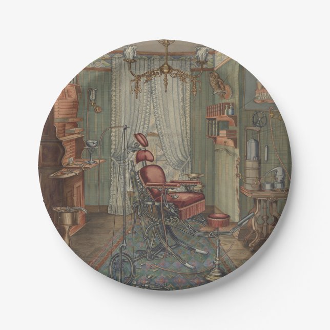 Dental Fleisch Operating Room Dentist Office Vinta Pappteller (Vorderseite)