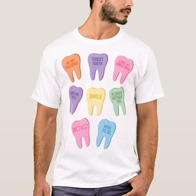 Dental glücklich Valentinstag Niedlichen Zähne uma T-Shirt (Vorderseite)