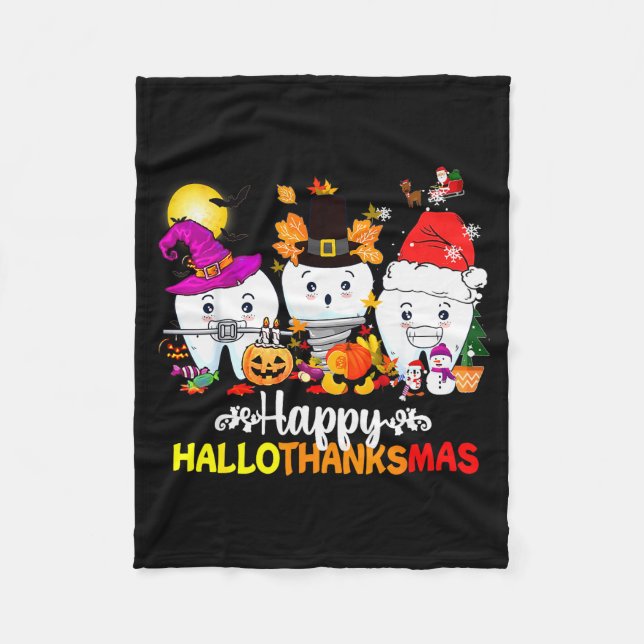 Dental Halloween Thanksgiving Christmas Happy Hall Fleecedecke (Vorderseite)