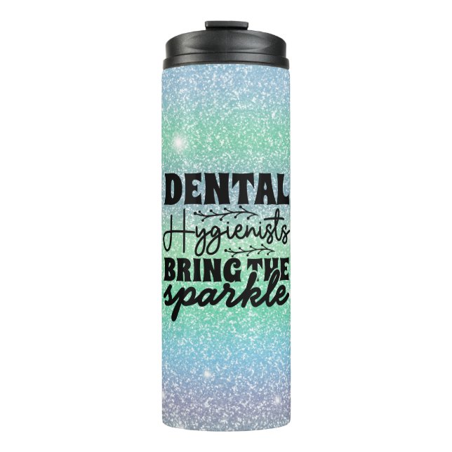 Dental Hygienic Sparkle Rainbow Glitzer Green Thermosbecher (Vorderseite)