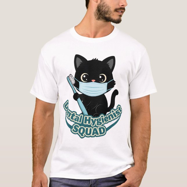Dental Hygienist Black Cat T-Shirt (Vorderseite)