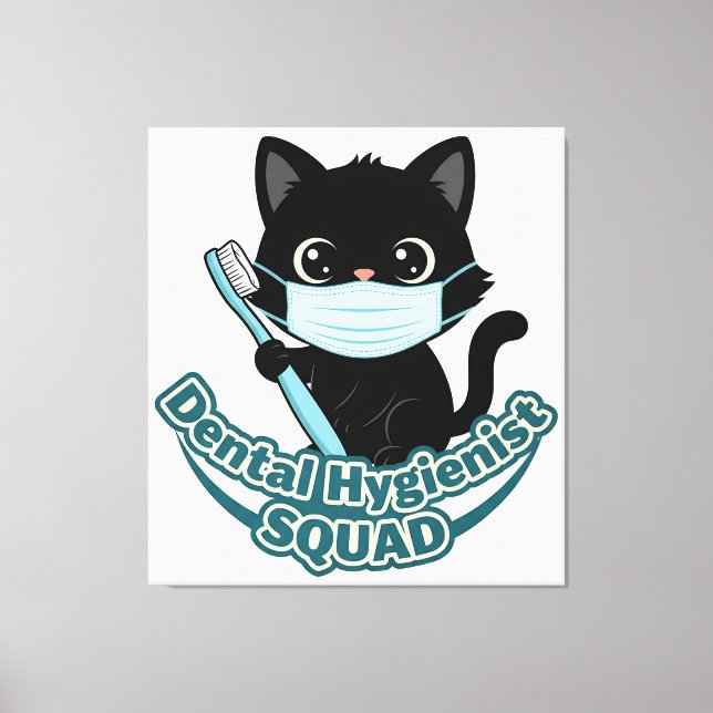 Dental Hygienist Black Cat Wall Art – Printable Of Leinwanddruck (Vorderseite)