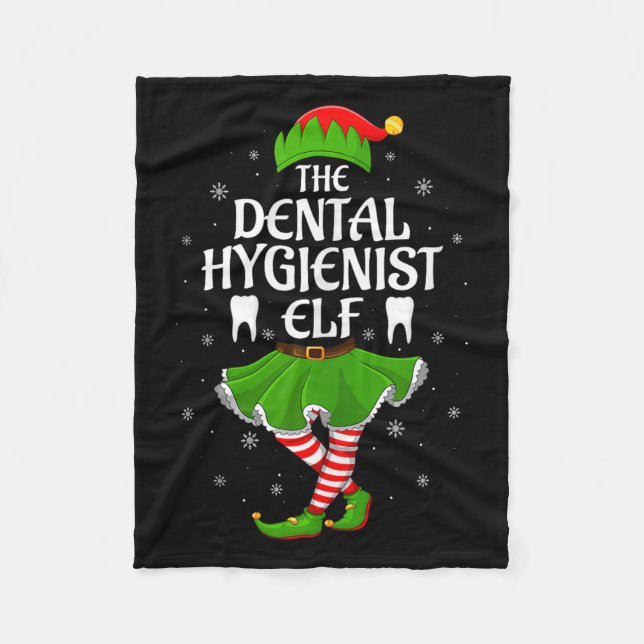 Dental Hygienist Elf Christmas Girls Women Elf Squ Fleecedecke (Vorderseite)