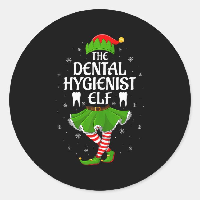 Dental Hygienist Elf Christmas Girls Women Elf Squ Runder Aufkleber (Vorderseite)
