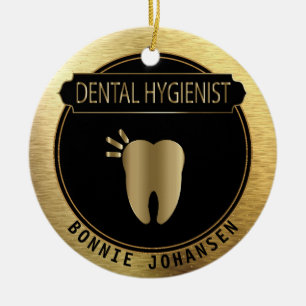 Dental 🦷 Hygienist - UpScale Black and Gold Keramik Ornament