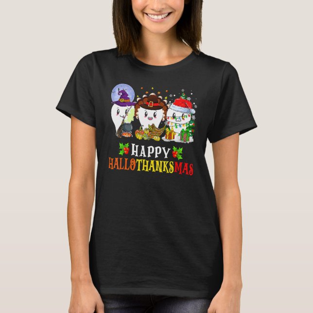 Dental Hygienists Halloween Thanksgiving Xmas Hall T-Shirt (Vorderseite)