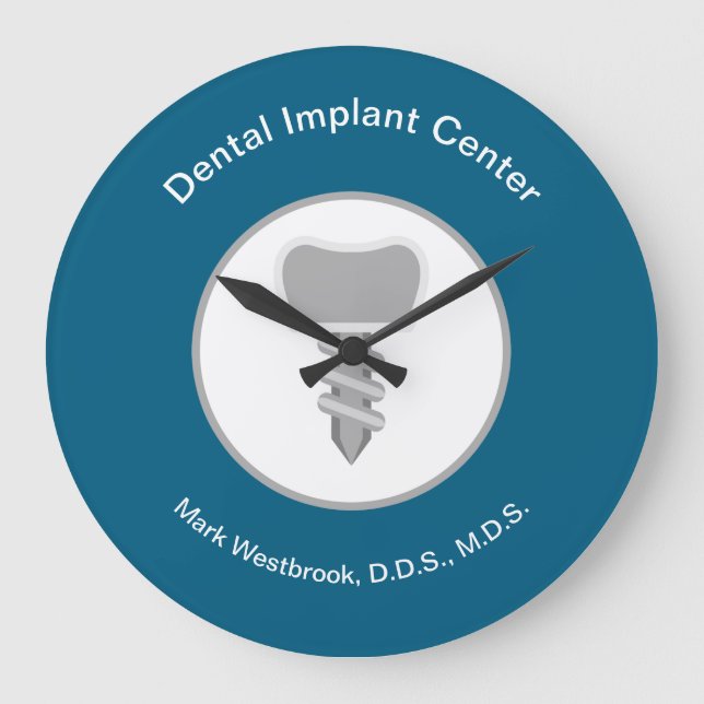 Dental Implants Theme Waiting Room Wall Clocks Große Wanduhr (Vorderseite)