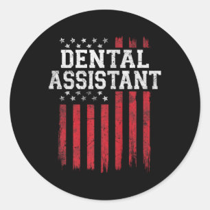 Dental Istant American Flag Usa Patriot Patriotic Runder Aufkleber