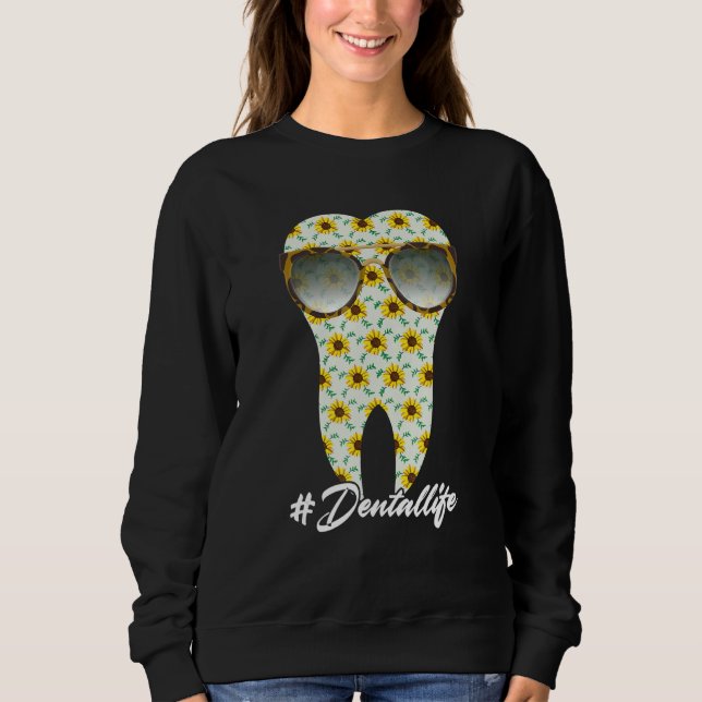 Dental Life Tooth Sunflower Leopard Dentist Dental Sweatshirt (Vorderseite)