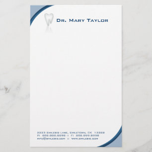 Dental Molar Tooth Stationery Blue Curve Briefpapier
