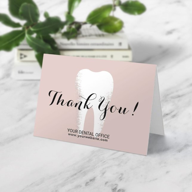 Dental Office Dentist Tooth Blush Pink Thank You Dankeskarte (Von Creator hochgeladen)