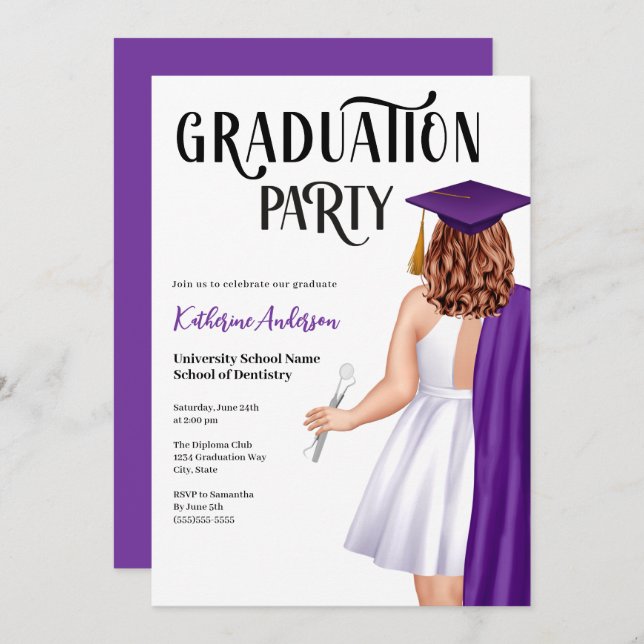 Dental School Graduation Party Einladung (Vorne/Hinten)