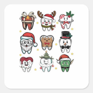 Dental Squad Dentin Weihnachtsfeiertag Weihnachten Quadratischer Aufkleber