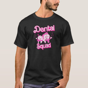Dental Squad Funny Santa Reindeer Teeth Retro Rosa T-Shirt