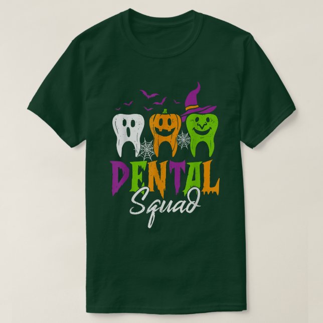 Dental Squad Funny Three Tooth Teeth Hexe Hallowe T-Shirt (Design vorne)