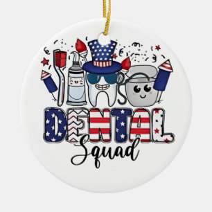 Dental Squad Niedlich Dentist Hygienist 4. Juli Keramik Ornament