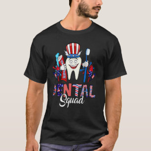 Dental Squad Niedlich Teeth US Flag Feuerwerk 4. T-Shirt