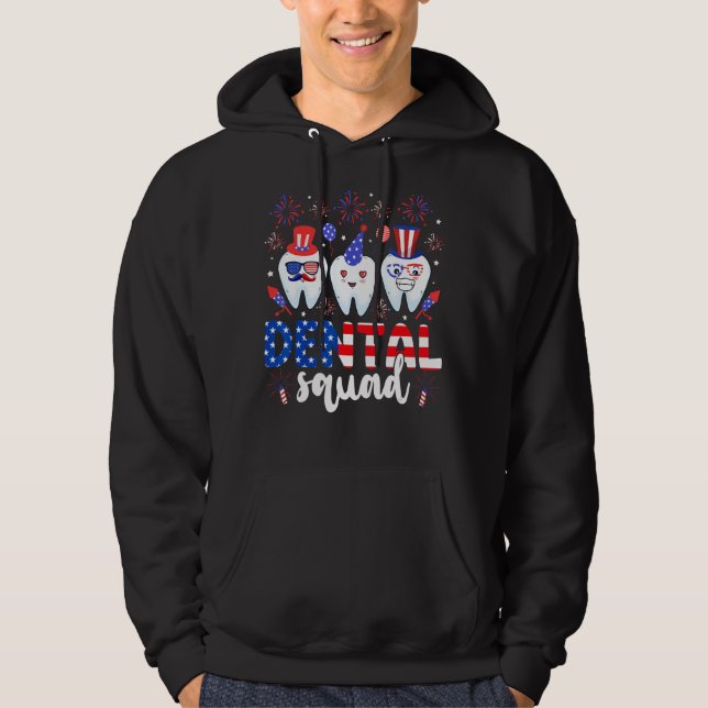 Dental Squad Tooth 4th Of July Dental Assistant De Hoodie (Vorderseite)