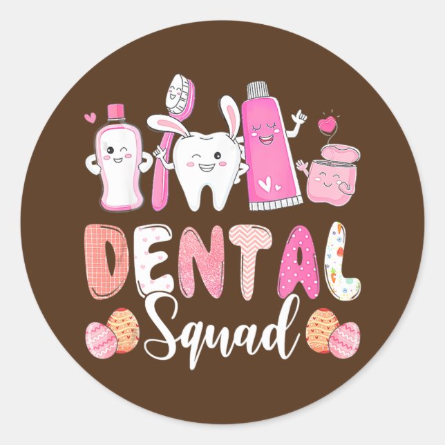 Dental Squad Tooth Bunny Easter Egs Liebe Zahnarzt Runder Aufkleber (Vorderseite)