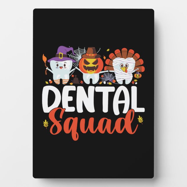 Dental Squad Tooth Dentist Erntedank Halloween Fotoplatte (Vorderseite)