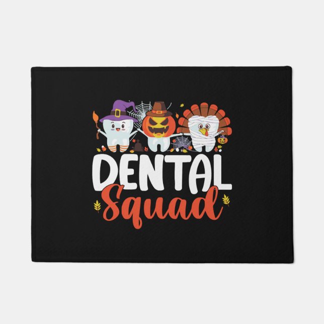 Dental Squad Tooth Dentist Erntedank Halloween Fußmatte (Vorderseite)
