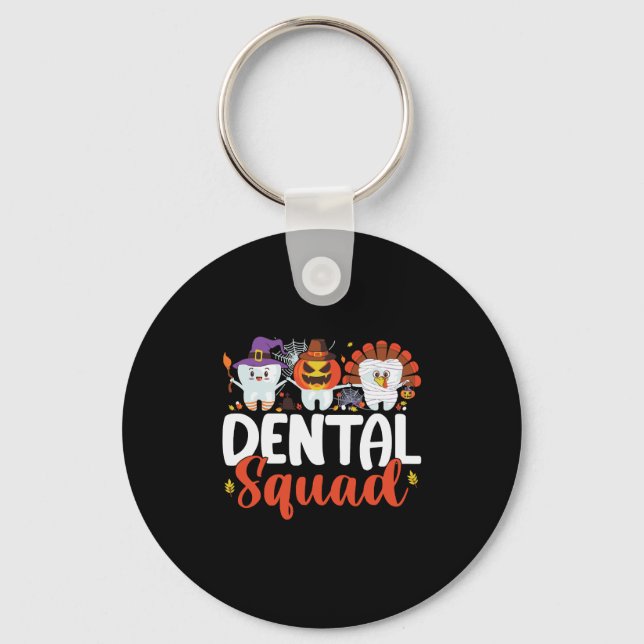 Dental Squad Tooth Dentist Erntedank Halloween Schlüsselanhänger (Vorderseite)